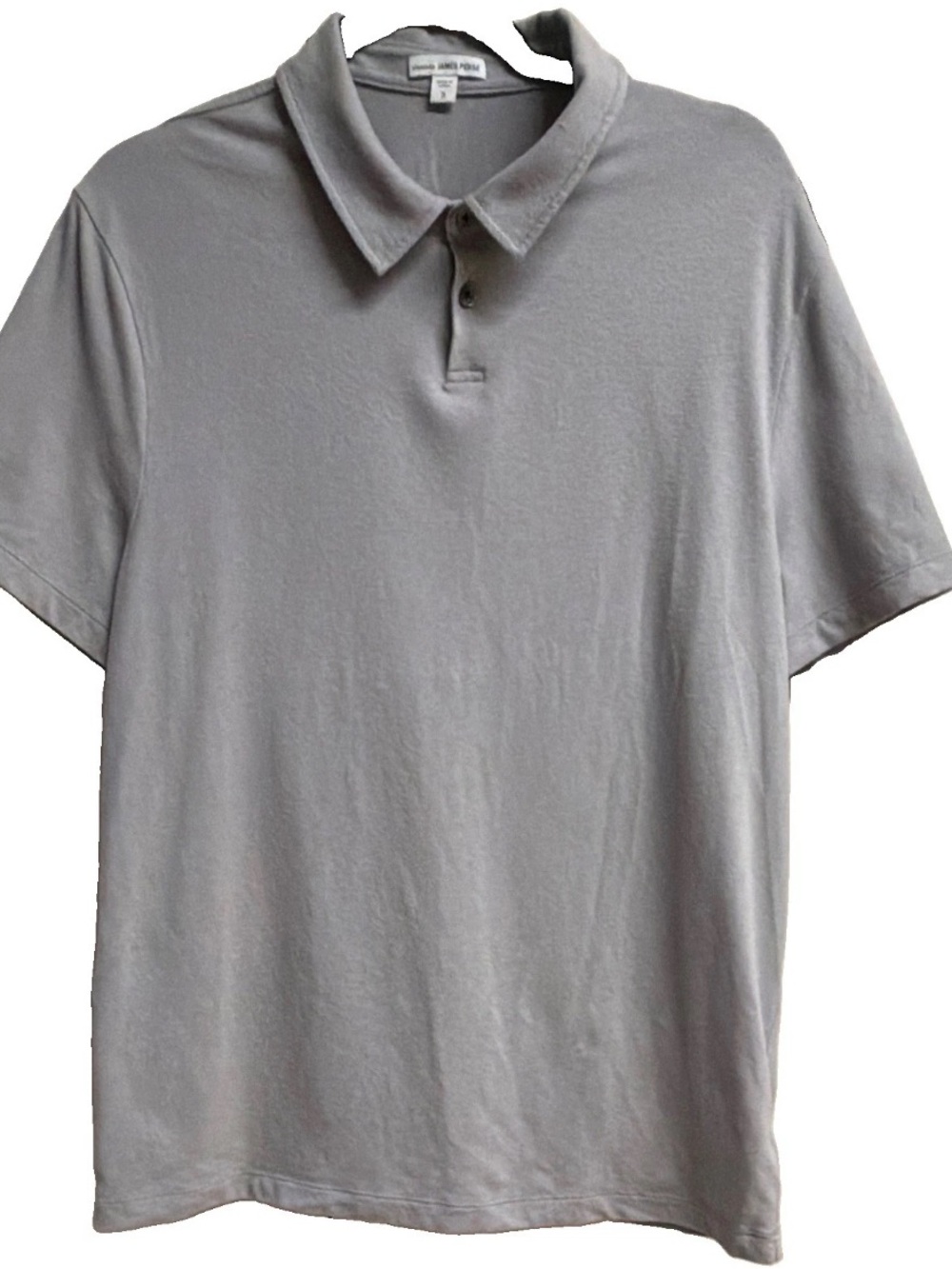 James Perse Classic Preppy Men's Polo Shirt - Light Gray Sz 3 Large